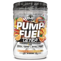 PMD Sport Pump Fuel Ultra Insanity - Premium Pre Workout Powder & Muscle Pump, större fokus, uthållighet och återhämtning, Premium Creatine, Arginine & Beta Alanine, Tropical Orange Mango (30 portioner)