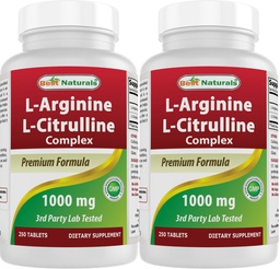 Bästa naturliga L-arginin L-Citrulline Komplex 1000 mg 250 tabletter (250 greve av 2)