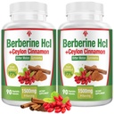 Berberine Supplement 1500mg - Premium Berberine HCl 97% Purity Berberine Plus Pure Ceylon Cinnamon, High Potency Berberine for Men Women, Non-GMO Vegan 2Pack