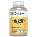 SOLARAY Magnesium Citrate 400mg - Magnesium Supplement - Bone Health, Muscle, Relaxation och Heart Health Support - Förbättrad Absorption, Vegan, Gluten Free, 60-dagars garanti, 60 portioner, 180 VegCaps