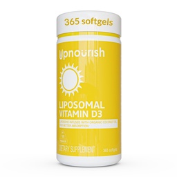 UpNourish Liposomal Vitamin D3 5000 IE Softgels - 1 års Supply | Organic Coconut Oil Infused Vitamin D Supplements - Support Bone, Dental, Heart, Mood & Immune Health - Non GMO Gluten Free - 365 ct