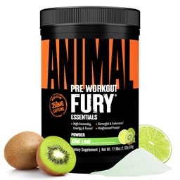 Animal Fury Pre Workout Powder - Kiwi Lime, 350mg koffein, BCAA Aminosyror, 2g Beta Alanine, Citrulline & Tyrosine, energi, fokus, styrka, uthållighet, preworkout för män och kvinnor, 30 portioner
