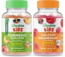 Livliga gurkmeja Curcumin Kids + Calcium Magnesium Kids, Gummies Bundle - Great Tasting, Vitamin Supplement, Gluten Free, GMO Free, Chewable Gummy