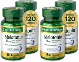 Nature's Bounty Melatonin, Promotes Relaxation and Sleep Health, 10mg, Capsules, 60 Ct (Pack of 4)