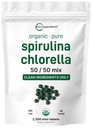 Micro Ingredients Organic Spirulina Chlorella Mini tabletter, 2500 tabletter (8 månaders leverans) | 50/50 Blend Superfood | Cracked Cell Wall for Better Absorption | Rich in Vegan Protein & Chlorophyll