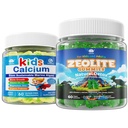 Zeolite Detox for Kids & Adults, Zeolite Gummies w/Chlorella, Spirulina,+Kids Calcium Gummies with Prebiotics (FOS) 500mg