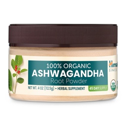 Himalaya Organic Ashwagandha Powder, 45 Day Supply - Herbal Adrenal Support för Stress Relief, Energy Support och Occasional Sleeplessness - USDA Organic, Non-GMO, Vegan, Gluten Free, Flavorless 4 uns