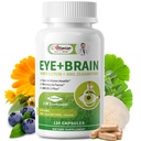 Eye + Brain Supplements for Memory and Focus, Lutein 40mg, Zeaxanthin, Astaxanthin, Bilberry, Lion’s Mane, Bacopa Monnieri, Ginkgo Biloba, 14 in 1 Eye Vitamins for Adults & Seniors 120 Capsules