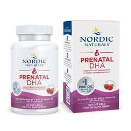 Nordic Naturals Prenatal DHA, Strawberry - 90 Soft Gels - 830 mg Omega-3 + 400 IE Vitamin D3 - Non-GMO - 45 portioner