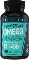 Ocean Saving Omega, Algae Omega 3, DHA Supplement, 6-månaders leverans, Högsta nivåer av DHA per kapsel (440 mg), w / DPA
