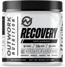 Outwork Nutrition Post Workout Recovery Powder - Kreatin Monohydrat, KSM-66 Ashwagandha & Tart Cherry - Speeds Recovery, Eases Soreness - Kreatinpulver för män och kvinnor, Unflavored, 240 Gr