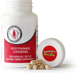 Dairyland Management LLC 100% Authentic Korean Red Panax Ginseng Capsules -500 mg. Potent Ground Ginseng Root Extract Powder - Inga fillers, Binders eller andra tillsatser.