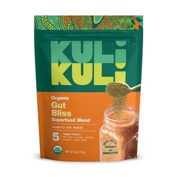 Kuli Kuli Gut Bliss Superfood Powder [6 oz] - Kraftfullt blandning av organisk Moringa, Baobab, Lucuma, Ginger och Lemon Balm - Främja Digestion, lugn magen och öka gut hälsa