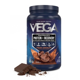 Vega Sport Vegan Protein Powder + Recovery - 30g Plant Based Protein per Servering, Chocolate, 19 Servings, 5g BCAAs, Probiotika, NSF Certified, För Shakes & Smoothies, 1,8lbs (Packaging May Vary)
