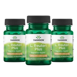 Swanson L. Reuteri Probiotic Plus w/L. Rhamnosus L. Acidophilus & FOS Prebiotic Digestive Support - Främjar Gut Health w/7 Billion CFU per Capsule - (30 Veggie Capsules) (3 Pack)