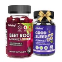 Value Pack: Sugar-Free Beet Root Gummies (L-Citrulline & Hawthorn) for Blood Pressure Support + Non-Melatonin Sleep Gummies (L-Theanine & Magnesium) for Restful Sleep – 120 Count