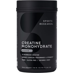 Sports Research Creatine Monohydrate - Få Lean Muscle, förbättra prestanda och styrka och stöd Workout Recovery - 5 g Micronized Creatine - 35,27 oz