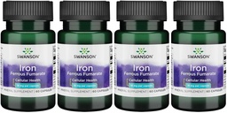 Swanson Iron (Ferrous Fumarate) - Mineral Supplement Promoting Energy Support - High-Concentration Formula Assists i syreleverans & Fatty Acid Metabolism 60 Sgels (4 Pack)
