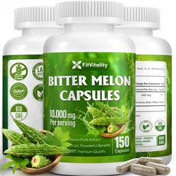 Bitter Melon kapslar | 150 Vegan kapslar | 150 dagar Supply | 9.000mg per servering | Bitter Melon Fruit 25:1 Extrakt | 100% ren och naturlig | Glutenfri Supplement | Ultimate Concentrated