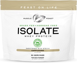 Muscle Feast Grass-Fed Whey Protein Isolate, All Natural Hormone Free Pasture Raised, Whey Isolate Protein Powder för män och kvinnor, Clean, Gluten-Free, Delicious Isolate Protein - Cappuccino, 2lb
