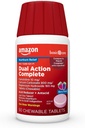 Grundläggande vård Dual Action Complete, Chewable Acid Reducer Plus Antacid Tablets, Berry Flavor, Heartburn Medicine, Acid Indigestion Relief, 50 Count