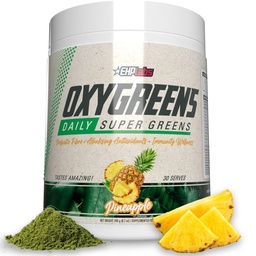 EHP Labs OxyGreens Super Greens Powder - Spirulina & Chlorella Superfood, Green Juice Powder & Greens Supplements med Prebiotic Fiber, Antioxidanter & Immunity Support, 30 Serves (Pineapple)