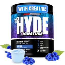 ProSupps Herr Hyde Signature Pre Workout Powder med Creatine, Beta Alanine & Caffeine - Prestation, Energi & Endurance - Clean Fitness & Gym Supplements for Men & Women (Blue Razz, 30 Servings)