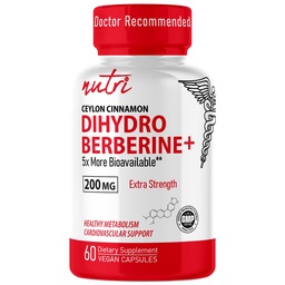 Naturens Fusions Dihydroberberine Supplement 200mg 60 kapslar - med Ceylon Cinnamon, 5X effektivare än reguljära Berberine HCL - Nutri Supplements