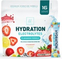 Electrolytes Hydration Packets - Keto Recovery Powder with Potassium, Magnesium, Sodium, Zinc & Vitamin C, Sugar-Free, Hydration Electrolyte Liquid Drink Mixes, Vegan, Strawberry Lemon (16 Pack)