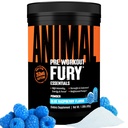 Animal Fury - Pre Workout Powder Supplement för energi och fokus - 5g BCAA, 350mg koffein kväveoxid utan kreatin - Kraftfull stimulans för kroppsbyggare - blå hallon