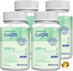 CoQ10 600mg Softgels | Hög Absorption CoQ10 Ubiquinol Supplement | Reducerad form förbättrad med vitamin E & Omega 3 6 9 | Antioxidant Powerhouse bra för hälsa | 240 Softgels