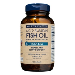 Wileys Finest Wild Alaskan Fish Oil Peak EPA - Triple Strength Peak EPA & DHA Supplement - 1000mg Fish Oil - Omega-3s för Joint Health Support - 120 Softgels (120 portioner)