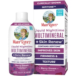 MaryRuth's Liquid Nighttime Liquid Multimineral + Skin Renew | Clinically Shown in Women to Reduce Fine Wrinkle & Improve Skin Firmness | Sepitone | NO Melatonin | Magnesium | Vegan | 15 Servings