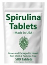 Spirulina tabletter - tillverkad i USA - 500 tabletter - odlad i Hawaii - Non GMO & bekämpningsmedel gratis