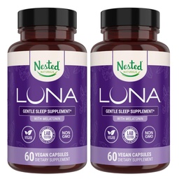 Nested Naturals Luna Sleep Aid - Non-Habit Forming Natural Sleeping Pills for Adults with Naturally Sourced Ingredients - Valerian Root, Melatonin, Chamomile, Lemon Balm och mer - 120 Vegan Capsules