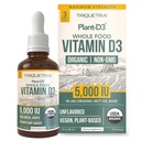 Plant-D3 Organic Vitamin D3 5000 IU - Vegan, Max Strength Sublingual Liquid D3 Drops - 200% Higher Absorption - 100% Plant-Based Cholecalciferol Form - Adjustable Dosing for All Ages (1oz Liquid)