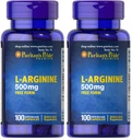 Puritans Pride L-Arginine 500 mg, Heart Health Support, 100 Count (Pack of 2)
