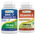 Bästa naturliga MK-7 Vitamin K2 100 mcg & Vitamin A 25000 IU