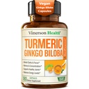 Ginkgo Biloba Supplement med gurkmeja Curcumin och Black Pepper för hög absorption - Ginko Biloba Capsules med Curcuma för Focus, Memory Support, Joint & Brain Health - NonGMO - 180 Vegan Capsules