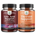 Bundle of Green Coffee Bean Extract för Uric Acid Cleanse & Detox med gurkmeja Tart Cherry & Celery Seed och Herbal Thyroid Support Komplex med L Tyrosine, Bladderwrack, Selenium & Pure Ashwagandha