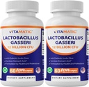 Vitamatic Lactobacillus Gasseri - 12 miljarder per DR-kapsel - 60 greve - Digestive Support - Made with Prebiotic Inulin Fiber-2 Pack