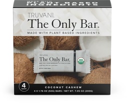 Truvani Plant Based Snack Bars | Coconut Cashew 4 Pack | 5g Protein | USDA Organic and Vegan | Den enda baren | Dairy, Soy och Gluten Free | Individuellt inslagna