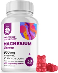 MORITZ Magnesium Citrate Gummies för vuxna - Sugar-Free Calm Magnesium Gummies - Stöder Cardiovascular Health- Raspberry Flavor - Non-GMO, 200 mg (30 greve)
