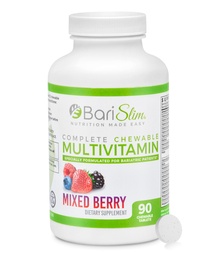 BariSlim Complete Chewable Bariatric Multivitamin Tablets - 45 mg Iron - Bariatric Vitamin & Supplement för Post Bariatric Surgery Inklusive Gastric Bypass & Gastric Sleeve | Mixed Berry (90 Count)