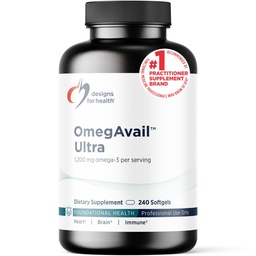 Designs for Health OmegAvail Ultra TG Fish Oil 1200mg - Triglyceride Form Omega 3 Fish Oil Supplement med DHA / EPA - No Fishy Aftertaste (240 Softgels)