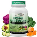 Liposomal Glutathione Supplement 500mg - Pure L Glutathione (GSH) Reduced - Active Form, Made with Organic Whole Food, Non GMO Phospholipid Complex - Antioxidant - 120 Count