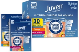 Juven Therapeutic Nutrition Drink Powder Inklusive Collagen Peptides, Aminosyror och HMB för Wound Healing Support, Variety Pack: Orange & Fruit Punch, 30 Packets