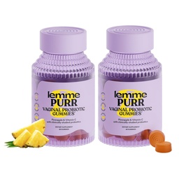 Lemme Purr Vaginal Probiotic Gummies för kvinnor - Balanserad pH, Healthy Odor, Yeast Balance & Flora Support + Vitamin C för immunhälsa - Tasty Pineapple (60 Count) (Pack of 2)