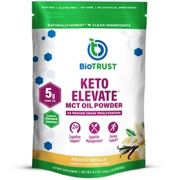 BioTrust Keto Elevate - C8 MCT Oil Powder - Ketogen MCT Coffee Creamer, Keto Coffee Creamer - Clean Energy, Mental Focus, Clarity -100% Caprylic Acid MCT Powder, Non-GMO (French Vanilla, 20 portioner)