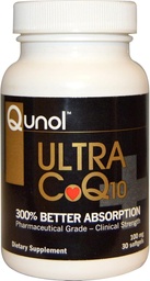 Qunol Ultra CoQ10 100mg Softgels-3x bättre absorption, antioxidant för hjärthälsa och energiproduktion, Coenzyme Q10 Vitaminer och tillägg, 1 månads leverans, 30 greve